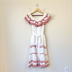 LISA MARIE FERNANDEZ Mira Ruffled Off-The-Shoulder Maxi Dress White